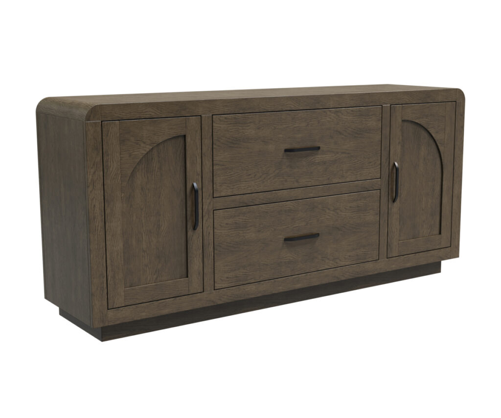 Amish home office furniture credenza with file drawers and side cabinets in hardwood.